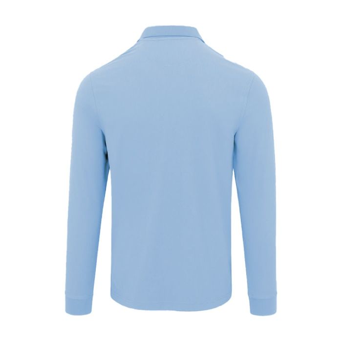 GREG NORMAN Men's Classic Pique Shark Long Sleeve Golf Polo - Blue Haze