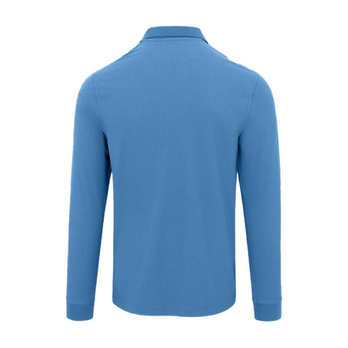 GREG NORMAN Men's Classic Pique Shark Long Sleeve Golf Polo - Riverside Blue