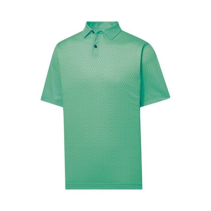 FOOTJOY Men's Salamander Print Lisle Golf Polo T-Shirt - Emerald/White