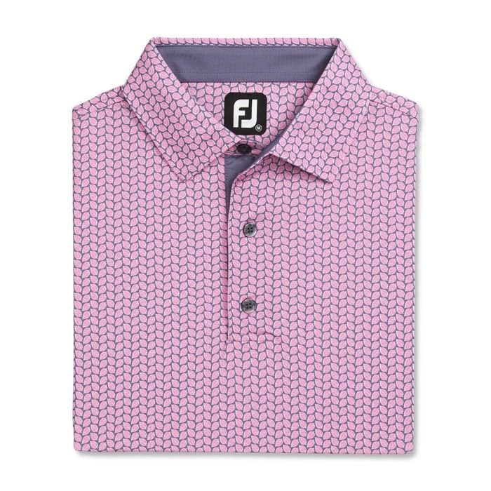 FOOTJOY Men's Leaf Print Lisle Golf Polo T-Shirt - Pink/Purple Dusk