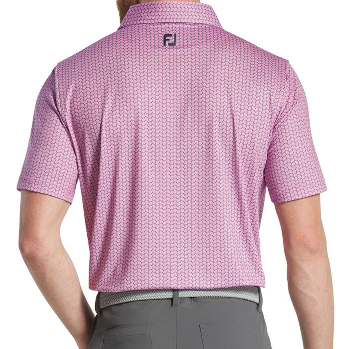 FOOTJOY Men's Leaf Print Lisle Golf Polo T-Shirt - Pink/Purple Dusk