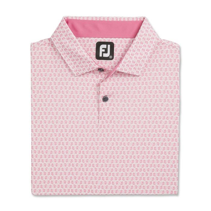 FOOTJOY Men's Salamander Print Lisle Golf Polo Shirt - White/Pink