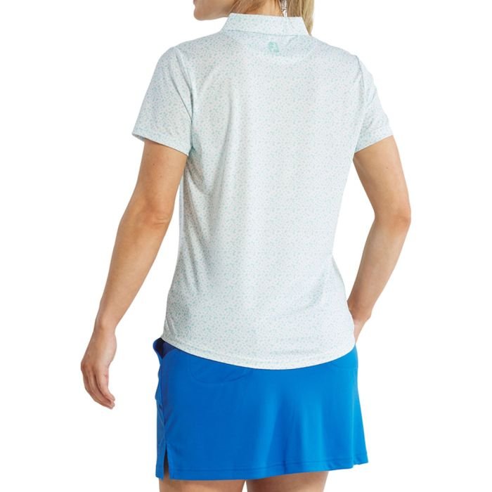 FOOTJOY Women's Floral Print Golf Polo T-shirt - Aqua/White