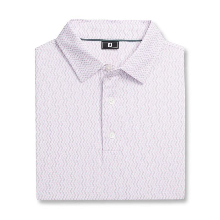 FOOTJOY Men's Bounce Print Lisle Polo Shirt - White / Hibiscus / Flint