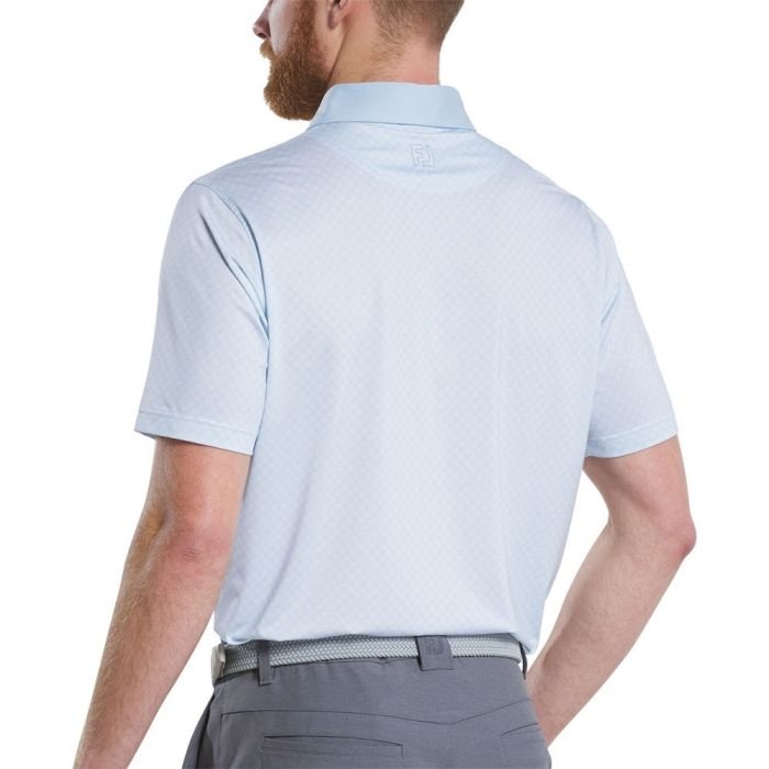 FOOTJOY Men's Checker Print Lisle Golf Polo - Skyway