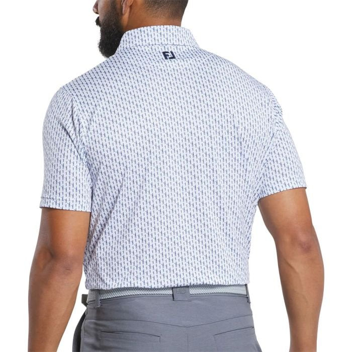 FOOTJOY Men's Figure Print Lisle Golf Polo Shirt - White/Navy