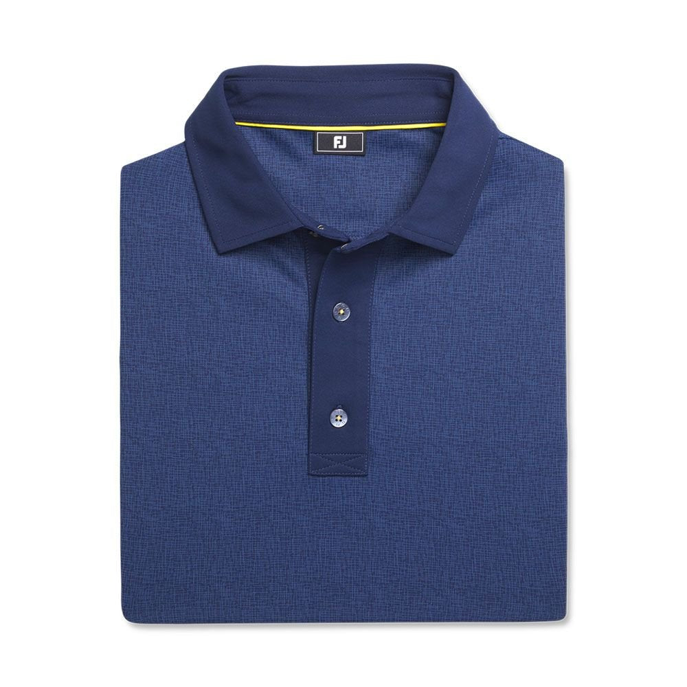 FOOTJOY Men's Tonal Texture Print Pique Polo Shirt - Navy