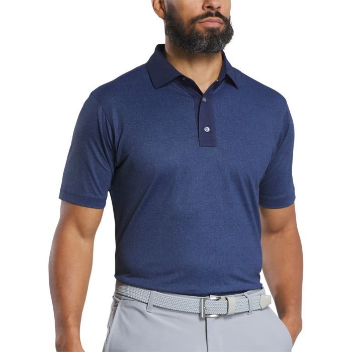 FOOTJOY Men's Tonal Texture Print Pique Polo Shirt - Navy