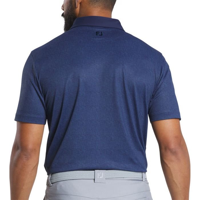 FOOTJOY Men's Tonal Texture Print Pique Polo Shirt - Navy