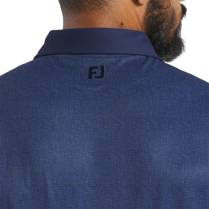 FOOTJOY Men's Tonal Texture Print Pique Polo Shirt - Navy