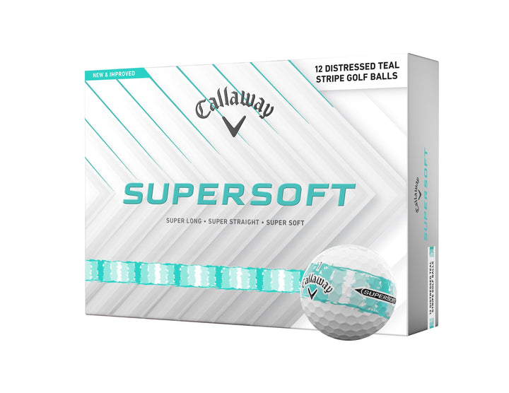 CALLAWAY Supersoft Distressed Teal Stripe Golf Balls - White