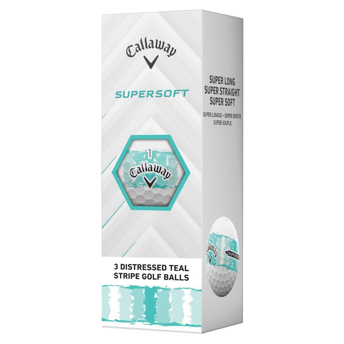 CALLAWAY Supersoft Distressed Teal Stripe Golf Balls - White
