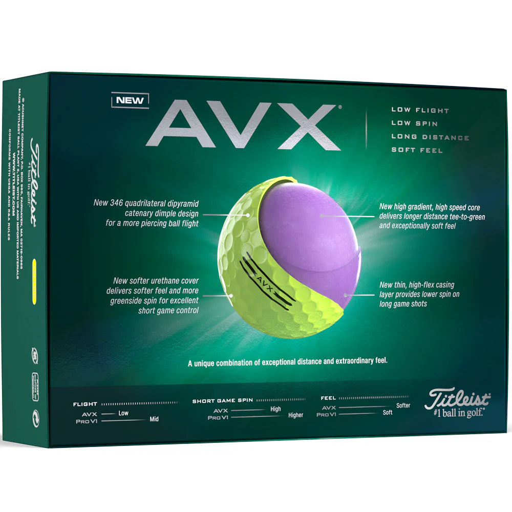 TITLEIST AVX Golf Balls - Yellow - 12 Balls