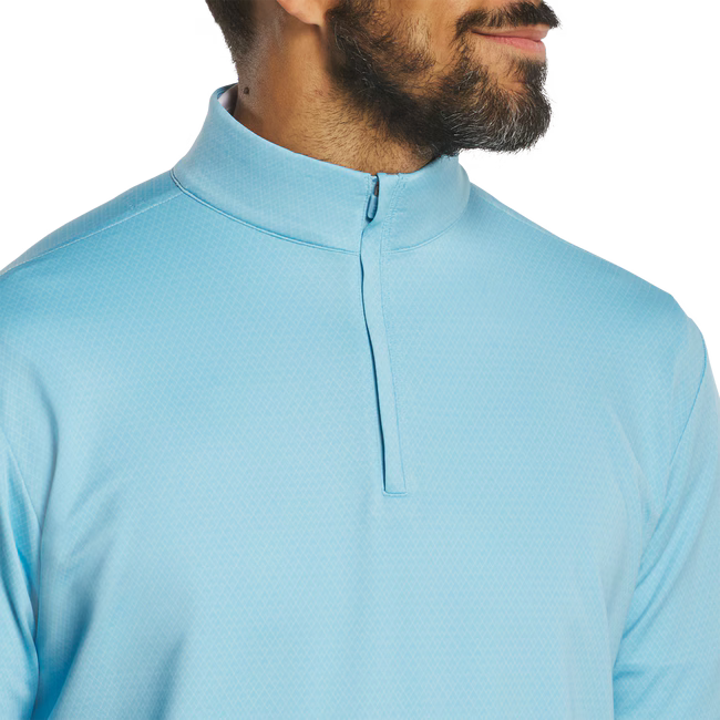 FOOTJOY Men’s Tonal Deco Diamond Quarter-Zip Mid Layer - Air Blue