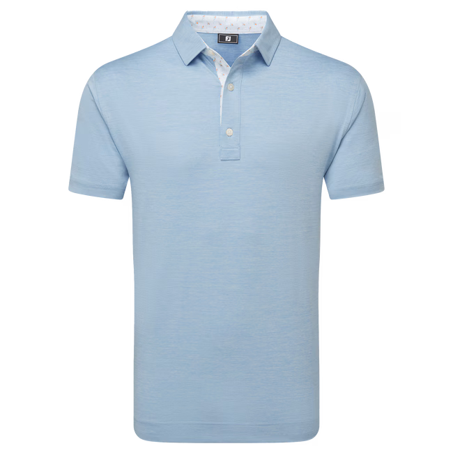 FOOTJOY Heather Lisle with Trim Golf Polo Shirt - Blue jay