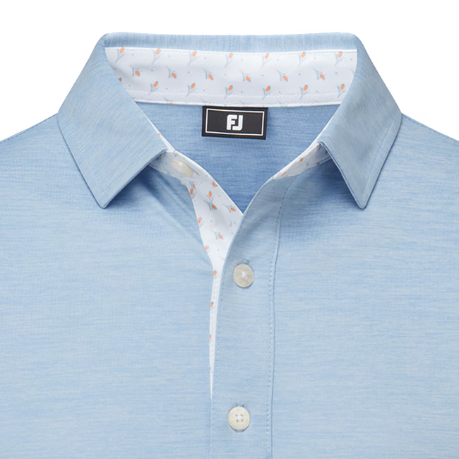 FOOTJOY Heather Lisle with Trim Golf Polo Shirt - Blue jay