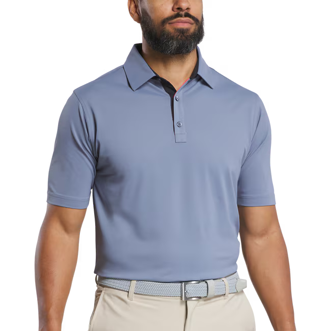 FOOTJOY Solid Pique Golf Polo Shirt - Flint/Black