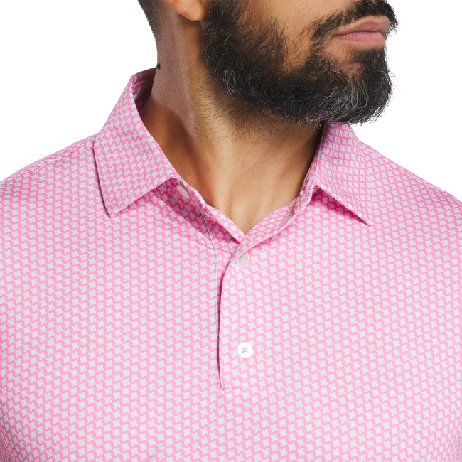 FOOTJOY Houndstooth Geo Lisle Golf Polo Shirt - Pink