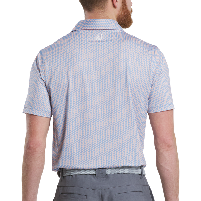 FOOTJOY Houndstooth Geo Lisle Golf Polo Shirt - Blue jay