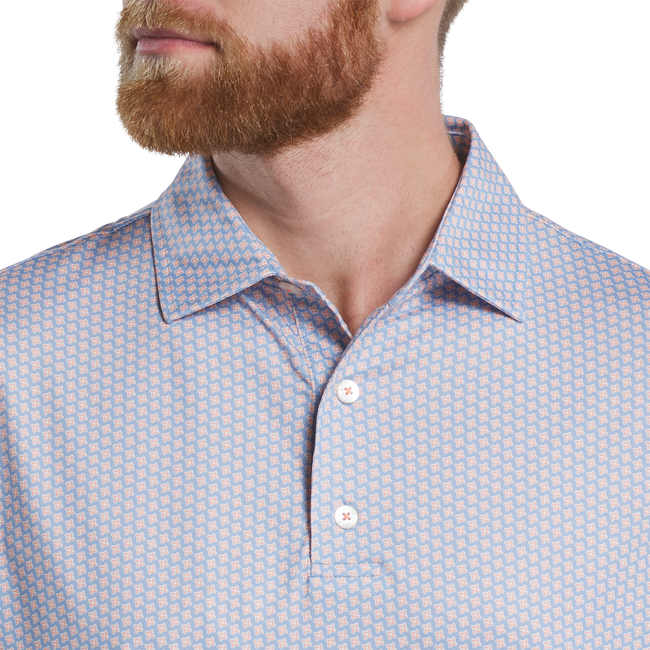 FOOTJOY Houndstooth Geo Lisle Golf Polo Shirt - Blue jay