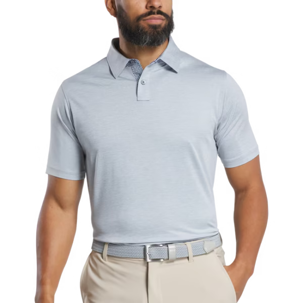 FOOTJOY Heather Lisle Lattice Golf Polo Shirt - Trim Grey