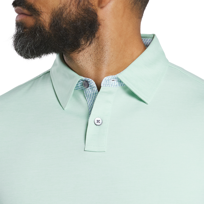 FOOTJOY Heather Lisle Lattice Trim Golf Polo Shirt - Pistachio