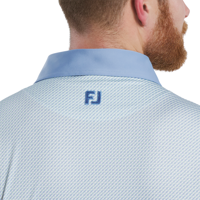FOOTJOY Lattice Lisle Polo Shirt - Blue Jay/White/Pistachio