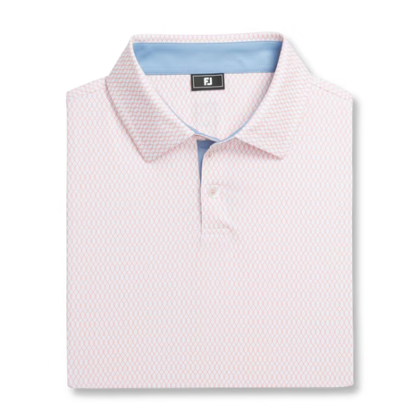 FOOTJOY Irongate Lisle Golf Polo Shirt - White/Orange