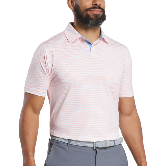 FOOTJOY Irongate Lisle Golf Polo Shirt - White/Orange