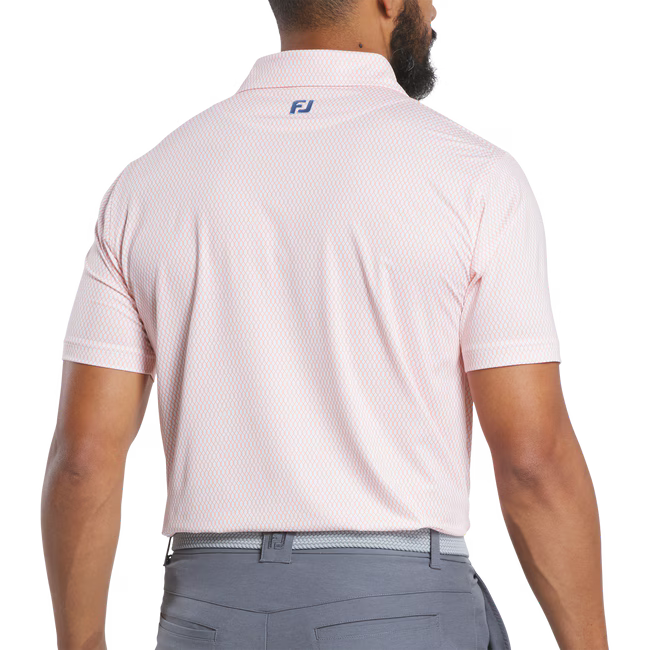 FOOTJOY Irongate Lisle Golf Polo Shirt - White/Orange