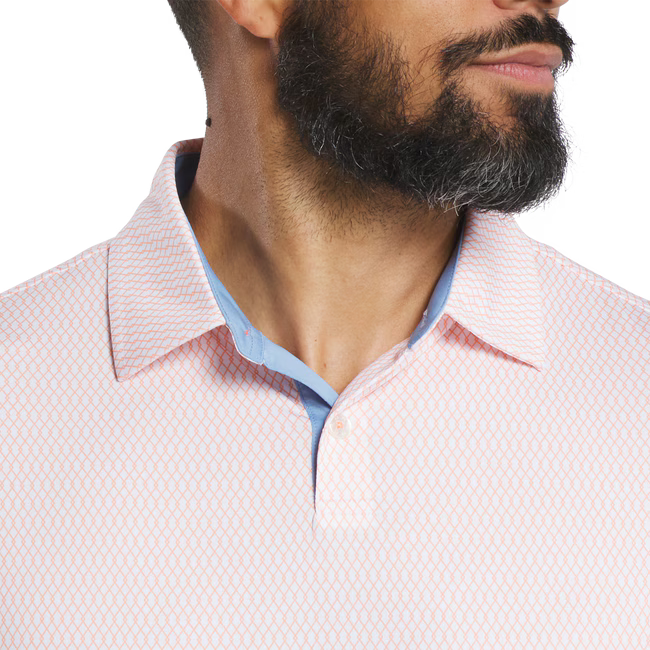 FOOTJOY Irongate Lisle Golf Polo Shirt - White/Orange