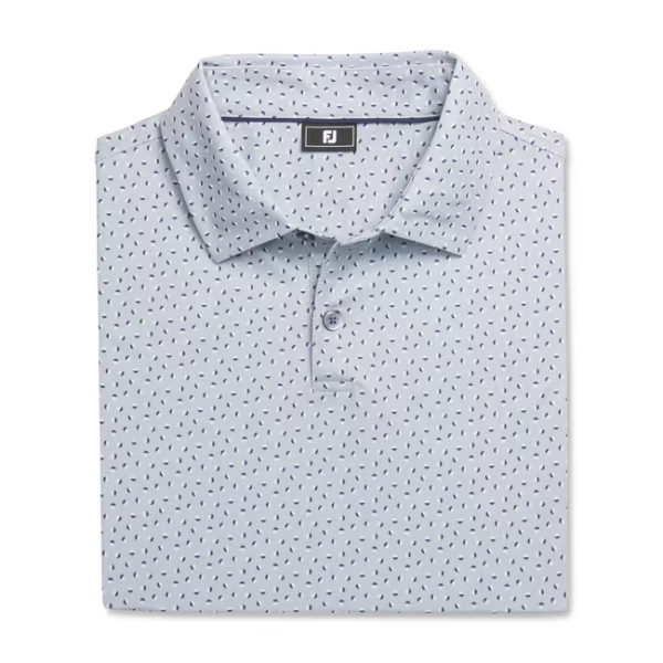 FOOTJOY Men's Figure Print Lisle Golf Polo Shirt - Skyway/White