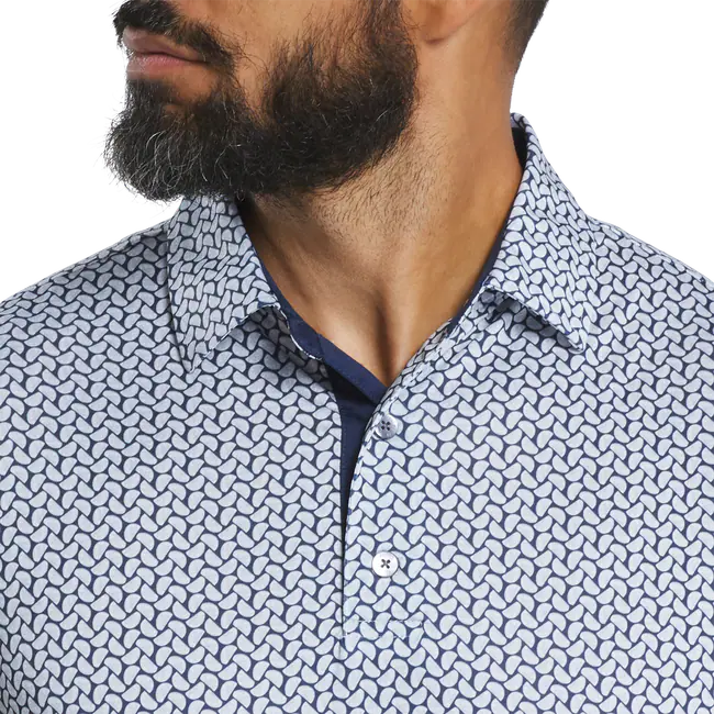 FOOTJOY Men's Citrus Print Lisle Polo Shirt - White/Navy