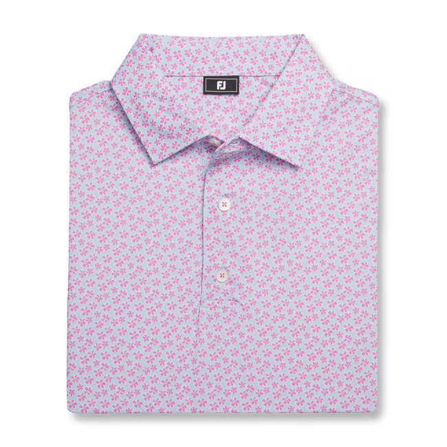 FOOTJOY Floral Sketch Lisle Polo Shirt - Pink lemonade/Skyway