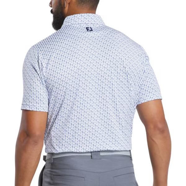 FOOTJOY Men's Figure Print Lisle Golf Polo Shirt - Skyway/White