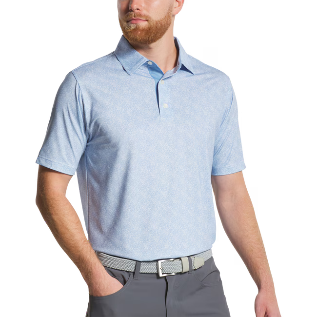 FOOTJOY Men's Speckle Print Lisle Polo Shirt - Blue Jay/White