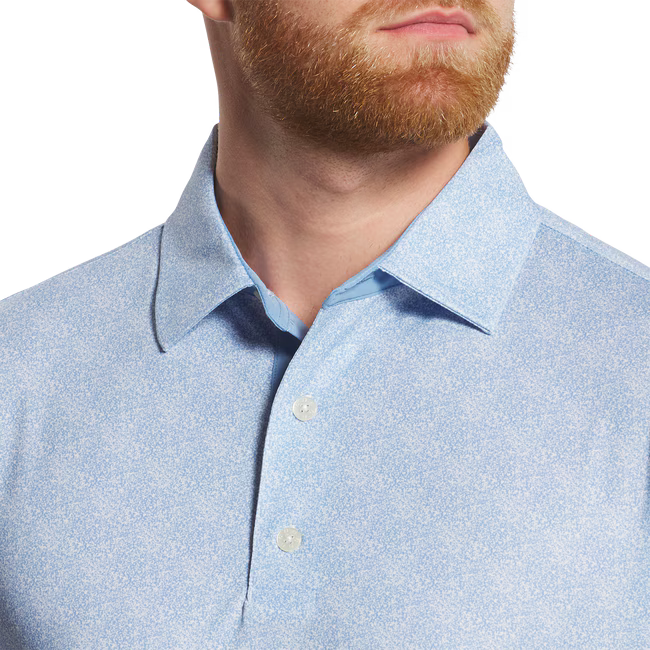 FOOTJOY Men's Speckle Print Lisle Polo Shirt - Blue Jay/White