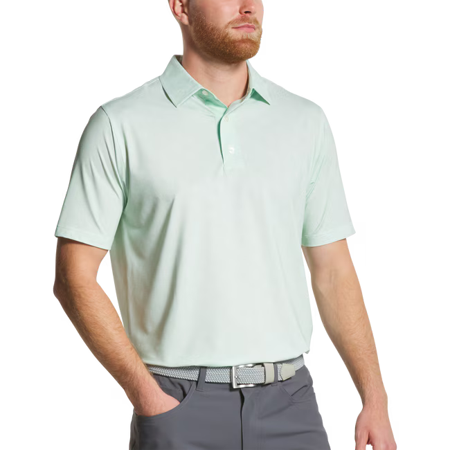 FOOTJOY Men's Speckle Print Lisle Polo Shirt - Pistachio/White