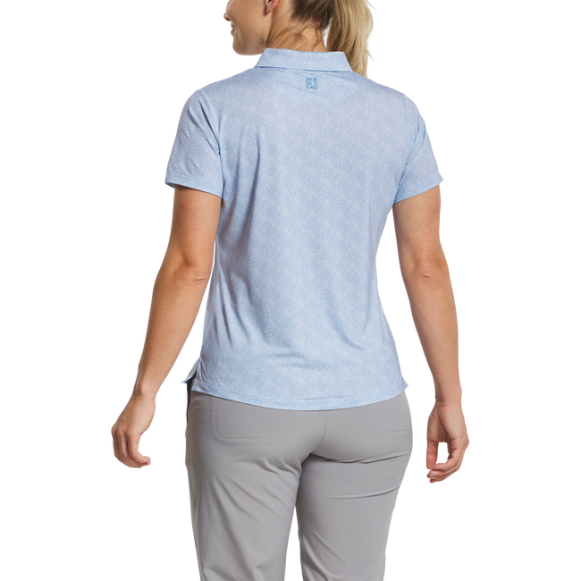 FOOTJOY Women's Speckle Print Lisle Polo Shirt -Blue Jay/White