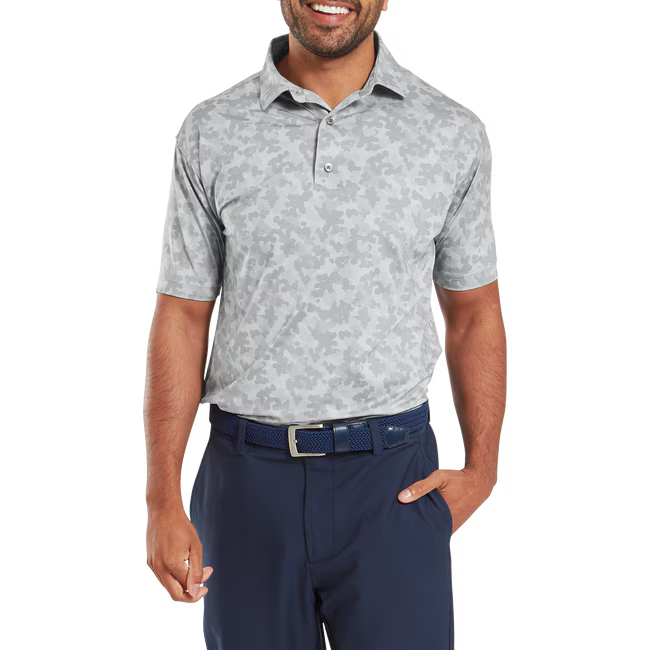 FOOTJOY Men's Leaf Camo Lisle Polo Shirt - Grey