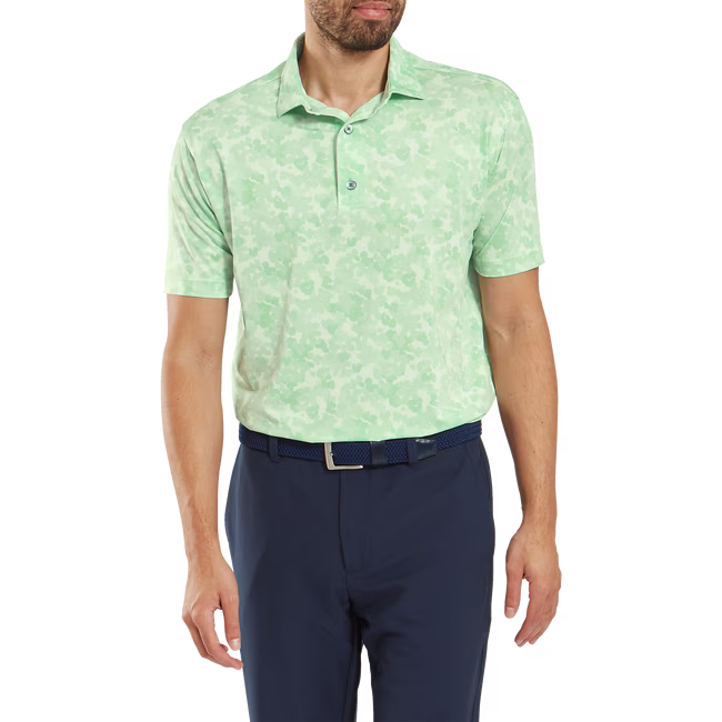 FOOTJOY Men's Leaf Camo Lisle Polo Shirt - Pistachio