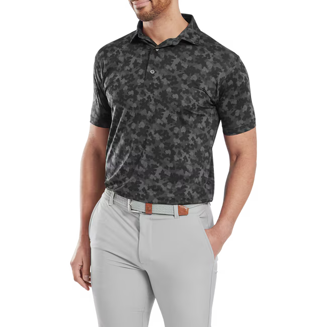 FOOTJOY Men's Leaf Camo Lisle Polo Shirt - Black