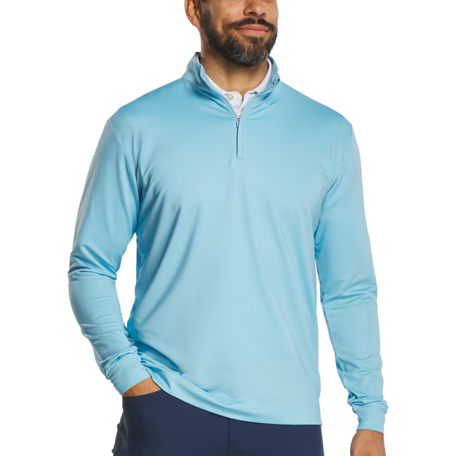 FOOTJOY Men’s Tonal Deco Diamond Quarter-Zip Mid Layer - Air Blue