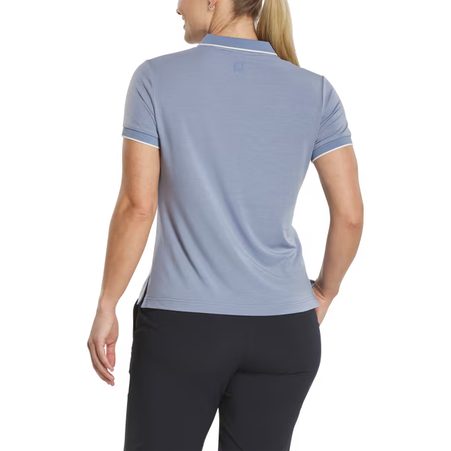 FOOTJOY Women Notch V-Neck Polo Shirt - Blue Stone