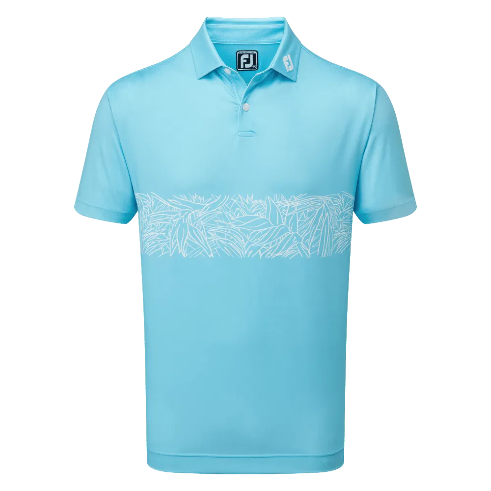 FOOTJOY Tropical Chestband Lisle Self Collar Golf Polo - Navy