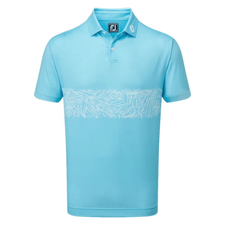 FOOTJOY Tropical Chestband Lisle Self Collar Golf Polo - Navy