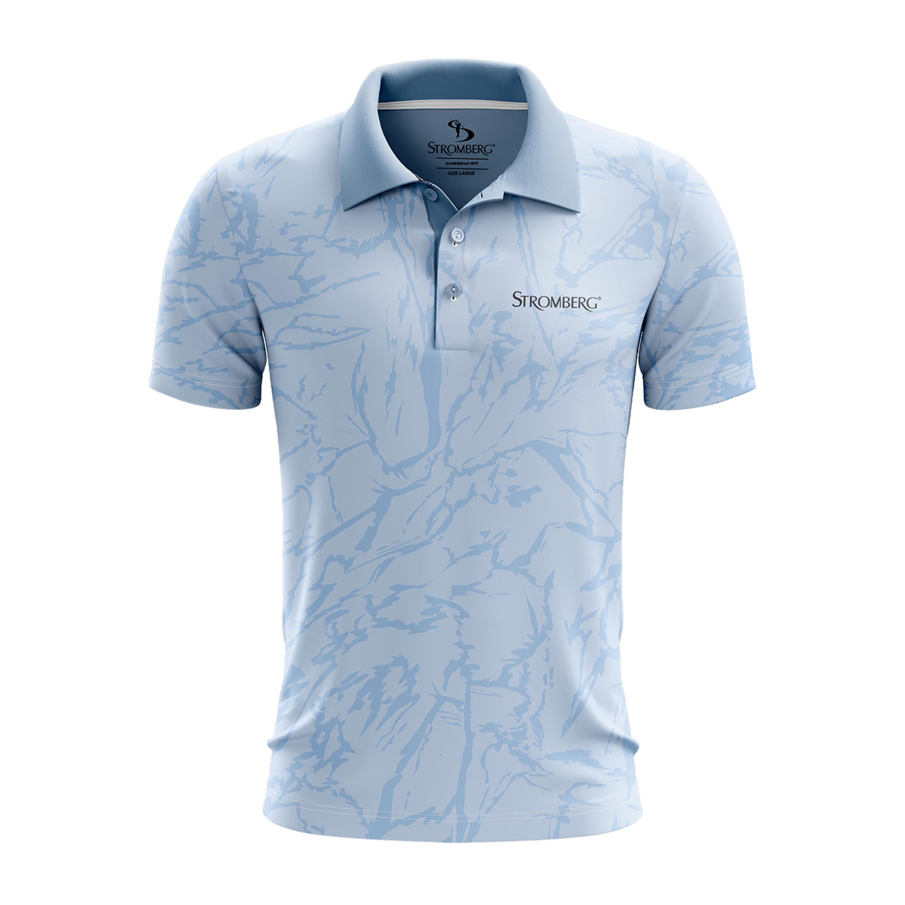 STROMBERG Frost Bite Frost Blue Performance Golf Polo Shirt - Frost Blue/Frost Bite