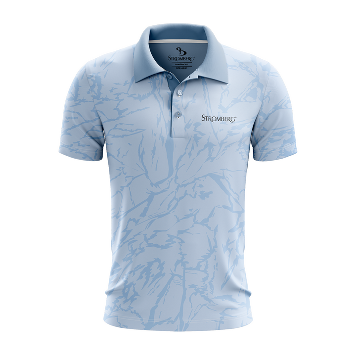 STROMBERG Frost Bite Frost Blue Performance Golf Polo Shirt - Frost Blue/Frost Bite