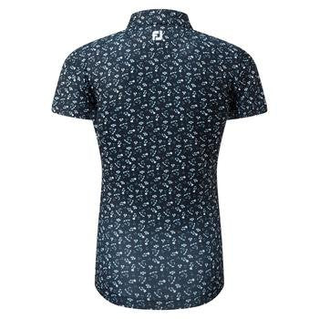 FOOTJOY Women's Floral Print Lisle Golf Polo Shirt - Navy/White