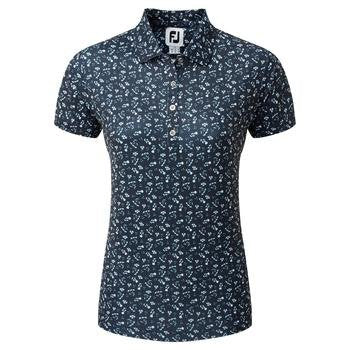 FOOTJOY Women's Floral Print Lisle Golf Polo Shirt - Navy/White